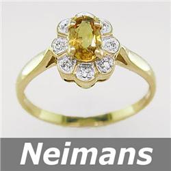 Fine .75 ct Certified Yellow Sapphire & VS Diamond Ring