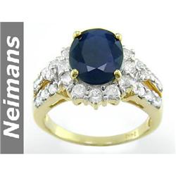 Antique 4.00 ct Sapphire & VS Diamond Ring 14kt Cert