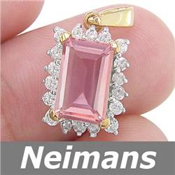 Gem 3.50 ct Certified Pink Tourmaline & Diamond Pendant