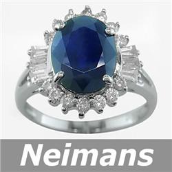 Gem Certified 4.75 ct Sapphire & VS Diamond Ring 14kt