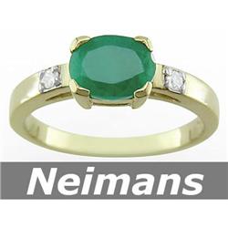 USGL Certified 1.25 ct Emerald & VS Diamond Ring 14kt