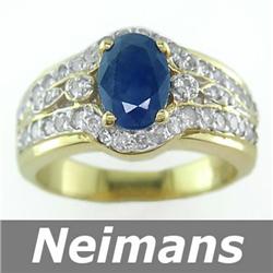 Vintage 2.25 ct Sapphire & VS Diamond Ring 14kt Gold