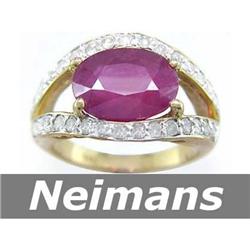 Neimans 8.00 ct Certified Ruby & VS Diamond Ring Gold