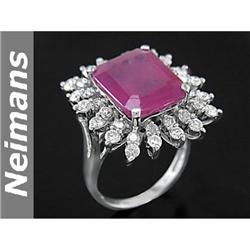 Vintage 7.50 ct Certified Ruby & VS Diamond Ring 14kt