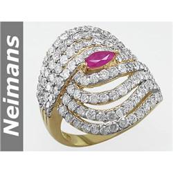 Antique 2.75ct Gem Certified Ruby & VS Diamond Ring 14K