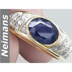 Vintage 2.75 ct Sapphire & VS Diamond Ring 14kt Cert