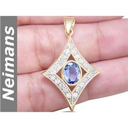 Certified 3.00 ct Tanzanite & Diamond Pendant 14kt Gold