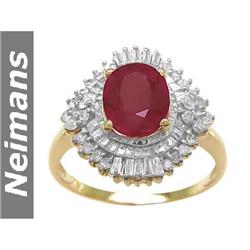 Antique 3.00 ct Certified Ruby & Diamond Ring 14kt Gold