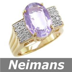 Gem Quality 3.75 ct Amethyst & Diamond Ring 14kt Gold