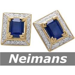 Certified 5.50 ct Sapphire & Diamond Stud Earrings 14kt