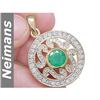 Image 1 : Certified 3.75 ct Emerald & Diamond Pendant 14kt Gold