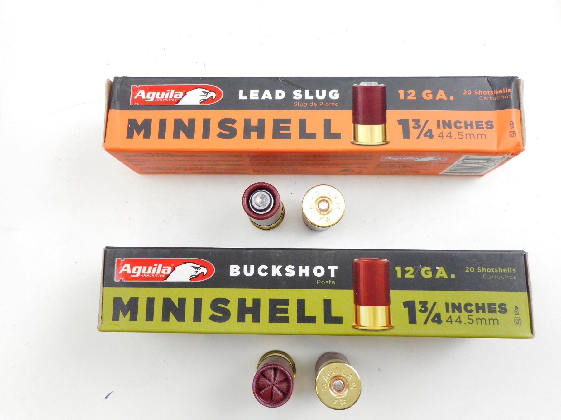 12 GA, 1 3/4 IN, AGUILA MINISHELL SHOT SHELLS, LEAD SLUG, BUCK SHOT