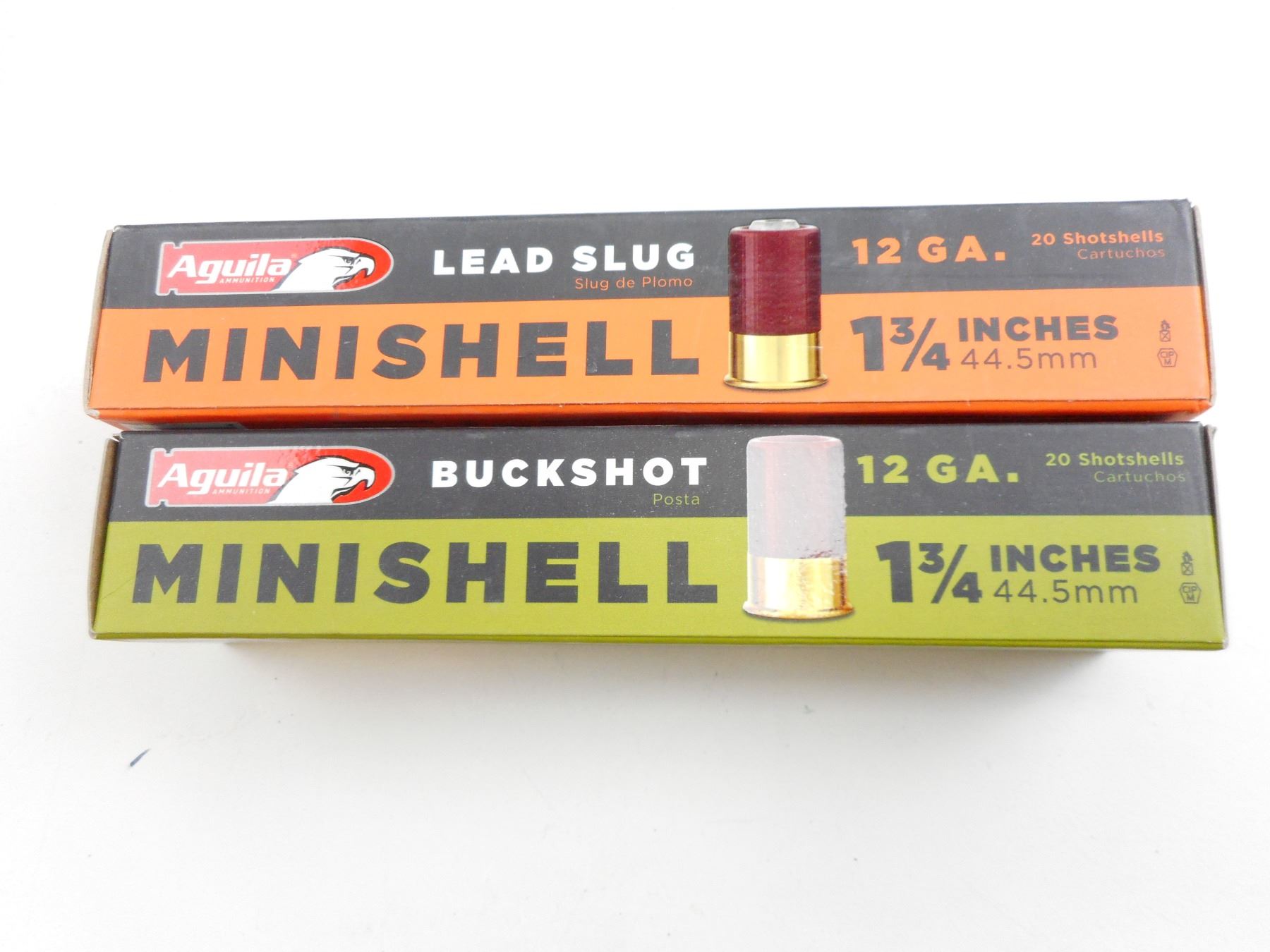 12 GA, 1 3/4 IN, AGUILA MINISHELL SHOT SHELLS, LEAD SLUG, BUCK SHOT