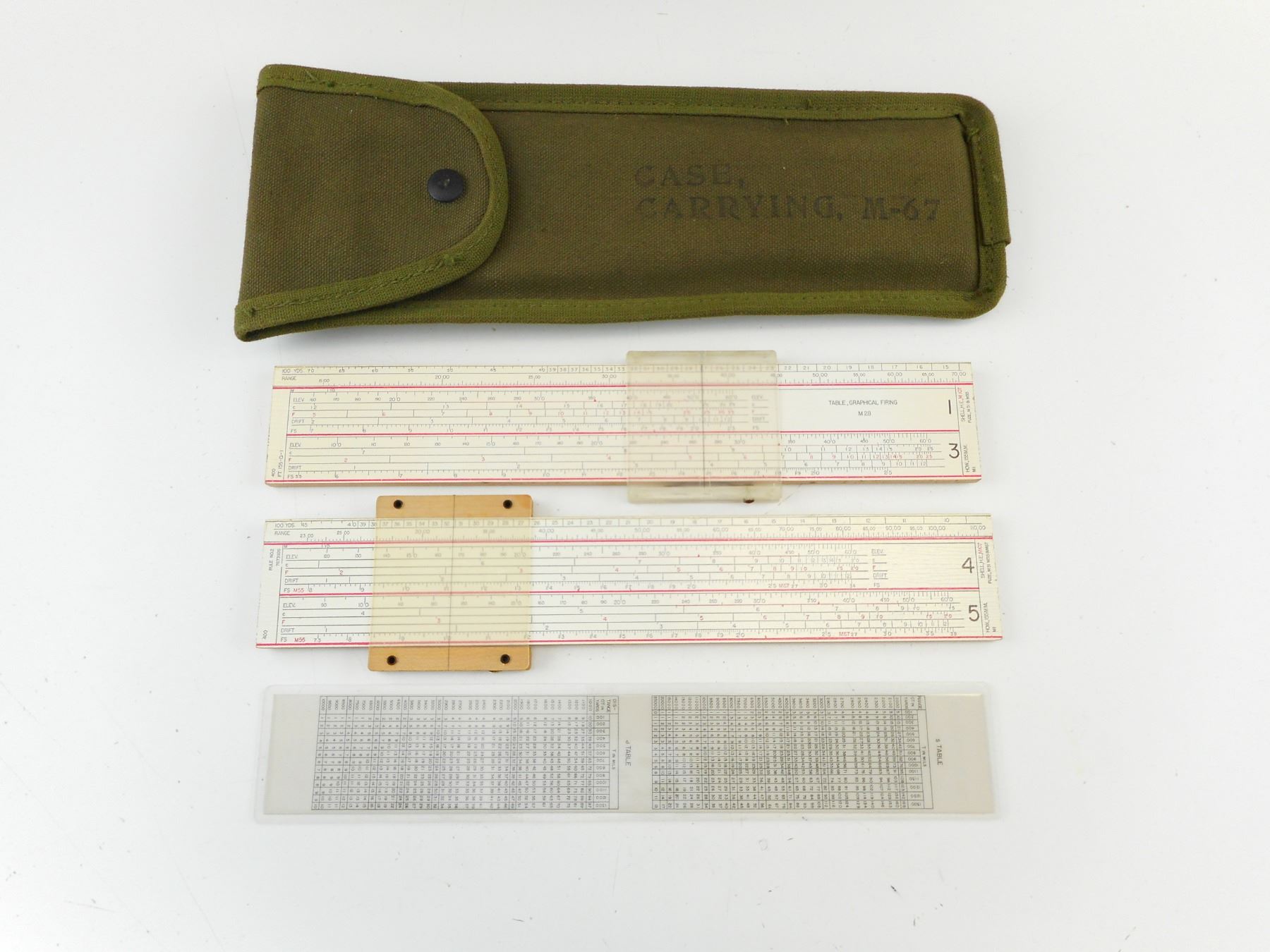 US MILITARY ARTILLERY SLIDE RULES & CASE