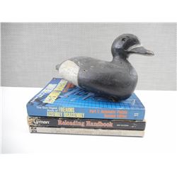 ASSORTED BOOKS + DECOY DUCK