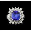 Image 2 : 14KT White Gold 4.33 ctw Tanzanite and Diamond Ring