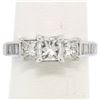Image 1 : 14k White Gold 1.45 ctw 3 Princess Diamond Engagement Ring w/ Baguette Accents