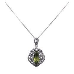 3.19 ctw Sapphire and Diamond Pendant With Chain - Platinum