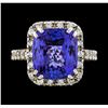 Image 2 : GIA Cert 9.36 ctw Tanzanite and Diamond Ring - 14KT White Gold