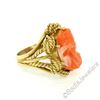 Image 6 : Vintage 14kt Yellow Gold Carved Coral Cameo Solitaire Ring