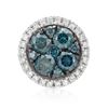 Image 1 : 14k White Gold 0.46CTW Diamond and Blue Diamonds Pendant, (SI/H)