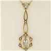 Image 3 : Antique Victorian 10k Yellow Gold Aquamarine Seed Pearl Dangle Pendant Necklace