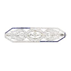 Platinum 1.00 ctw Sapphire and Diamond Brooch