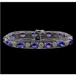 14KT White Gold 17.16 ctw Tanzanite and Diamond Bracelet