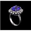 Image 4 : 6.25 ctw Tanzanite and Diamond Ring - 14KT White Gold
