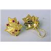 Image 2 : A PAIR OF 18K YELLOW GOLD AND RUBY LEAF