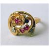 Image 1 : A 14K ROSE GOLD DIAMOND AND RUBY RING