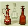 Image 1 : TWO CRANBERRY GLASS DECANTERS