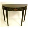 Image 1 : A BLACK PAINTED AND FLORAL DECORATED DE