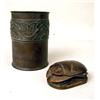 Image 1 : A BRONZE SCARAB FORM HINGED LID INKPOT