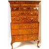 Image 2 : A GEORGE I FIGURED WALNUT HIGH CHEST OF