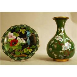 TWO CLOISONNE TABLE ARTICLES