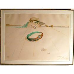 A FRAMED POLYCHROME LITHOGRAPH