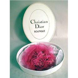 A LARGE CHRISTIAN DIOR PINK FABRIC BROO