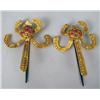 Image 2 : A PAIR OF DECORATIVE GOLD TONE METAL CL