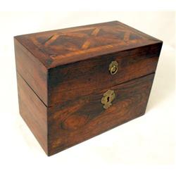 A ROSEWOOD AND PARQUETRY INLAID TEA CAD