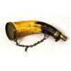 Image 1 : A HORN AND BRASS POWDER FLASK