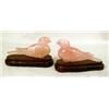 Image 3 : A PAIR OF ROSE QUARTZ BIRDS RESTING ON 