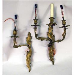 TWO LOUIS XV STYLE GILT DECORATED METAL