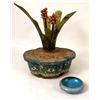 Image 1 : A CLOISONNE FOOTED SHAPED FLOWER HOLDER