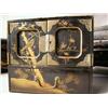 Image 2 : THREE LACQUERED PARCEL GILT DECORATED B