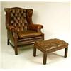 Image 1 : A CHIPPENDALE STYLE LEATHER UPHOLSTERED