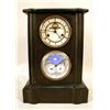 Image 1 : A BLACK MARBLE DOUBLE DIAL MANTLE CLOCK
