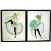 Image 1 : TWO SIMILAR FRAMED WATERCOLORS DEPICTIN