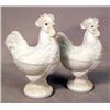 Image 2 : TWO ROOSTER FORM MILK GLASS COMPOTES