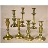 Image 1 : A PAIR OF BRASS ROUND BASE CANDLESTICKS